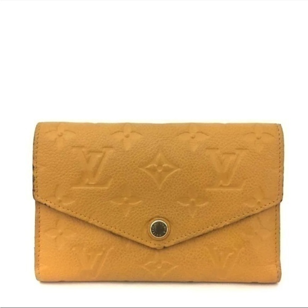 Louis Vuitton Yellow‎ Leather Monogram Empreinte Sarah Wallet Snap Closure